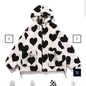Aelfric Eden Vintage Heart Pattern Oversize Winter Sherpa Coat